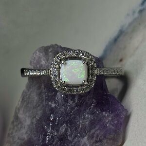 Mystique White Mexican Fire Opal Statement Showcase Ring